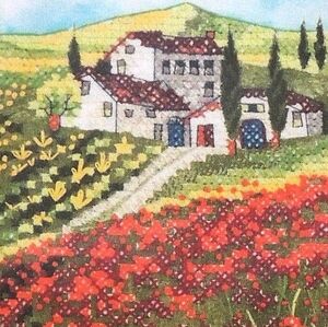 ❤️DIMENSIONS❤️Poppy Fields PreStamped cross stitch kit New/Sealed